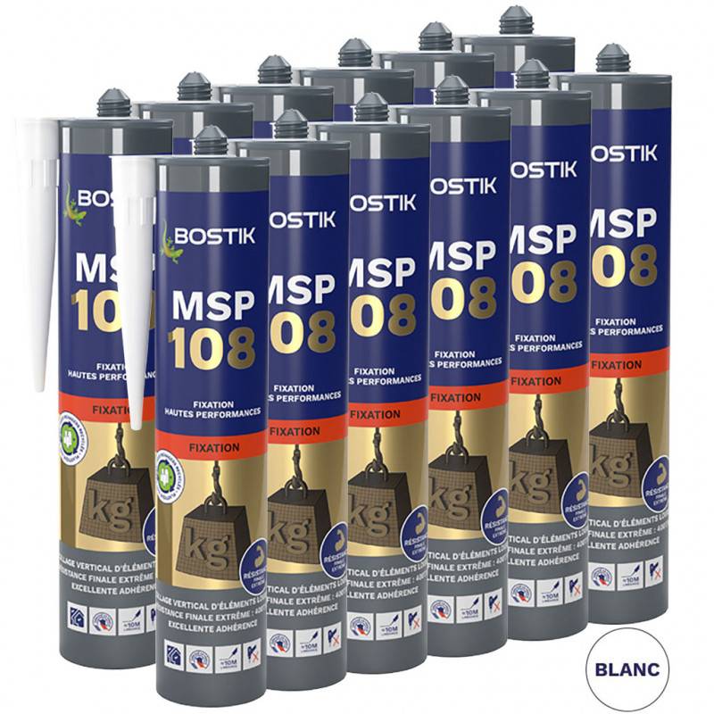 Bostik - Lot de 12 Mastics de fixation MSP 108 290ml Blanc BOSTIK - Image 1