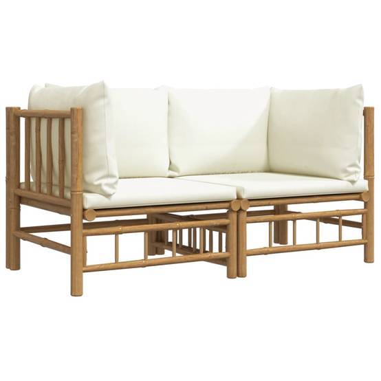 ComfortXL - Canapés d'Angle Jardin Bambou 2 pcs Coussins Crème Modulables – ComfortXL Outdoor Living - Image 3