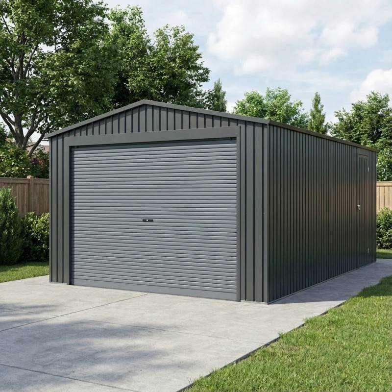 Garage métal 17,31m² anthracite porte enroulable aluminium X-Metal - Image 2