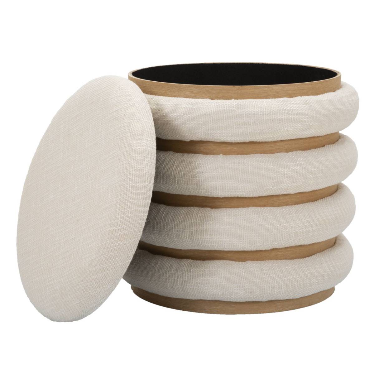 Pouf Avec Rangement "Damasco" 42cm Beige - Image 3