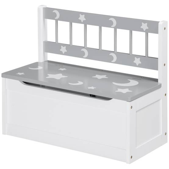 Coffre de Rangement Jouets en Bois 2 Compartiments avec Roulettes et Poignée, Étagère Mobile Enfant, 40 x 43 x 43 cm, Blanc/Naturel - Image 2