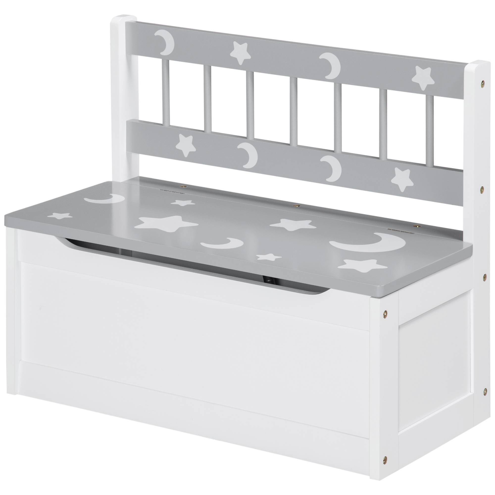 Coffre de Rangement Jouets en Bois 2 Compartiments avec Roulettes et Poignée, Étagère Mobile Enfant, 40 x 43 x 43 cm, Blanc/Naturel - Image 2