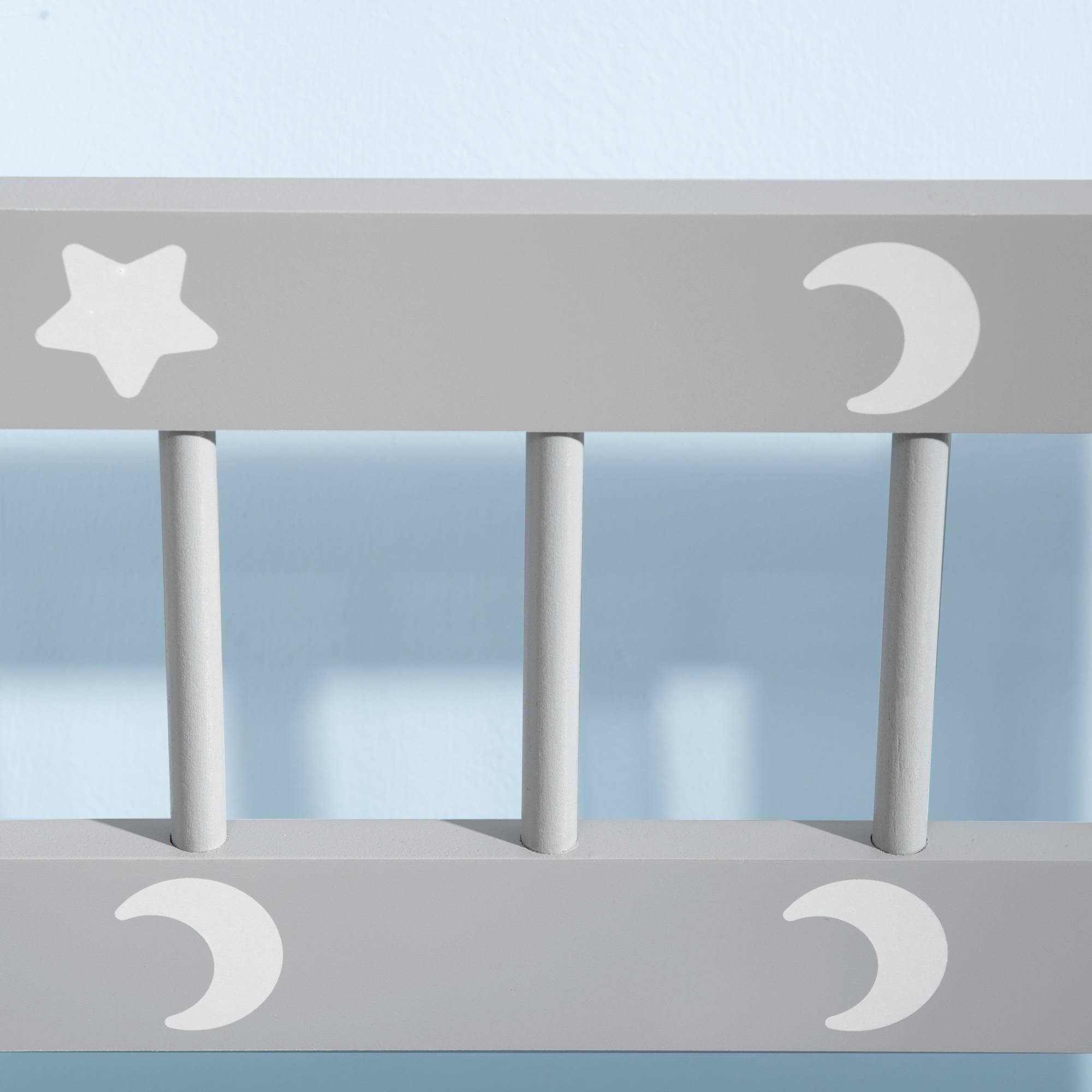 Coffre de Rangement Jouets en Bois 2 Compartiments avec Roulettes et Poignée, Étagère Mobile Enfant, 40 x 43 x 43 cm, Blanc/Naturel - Image 10