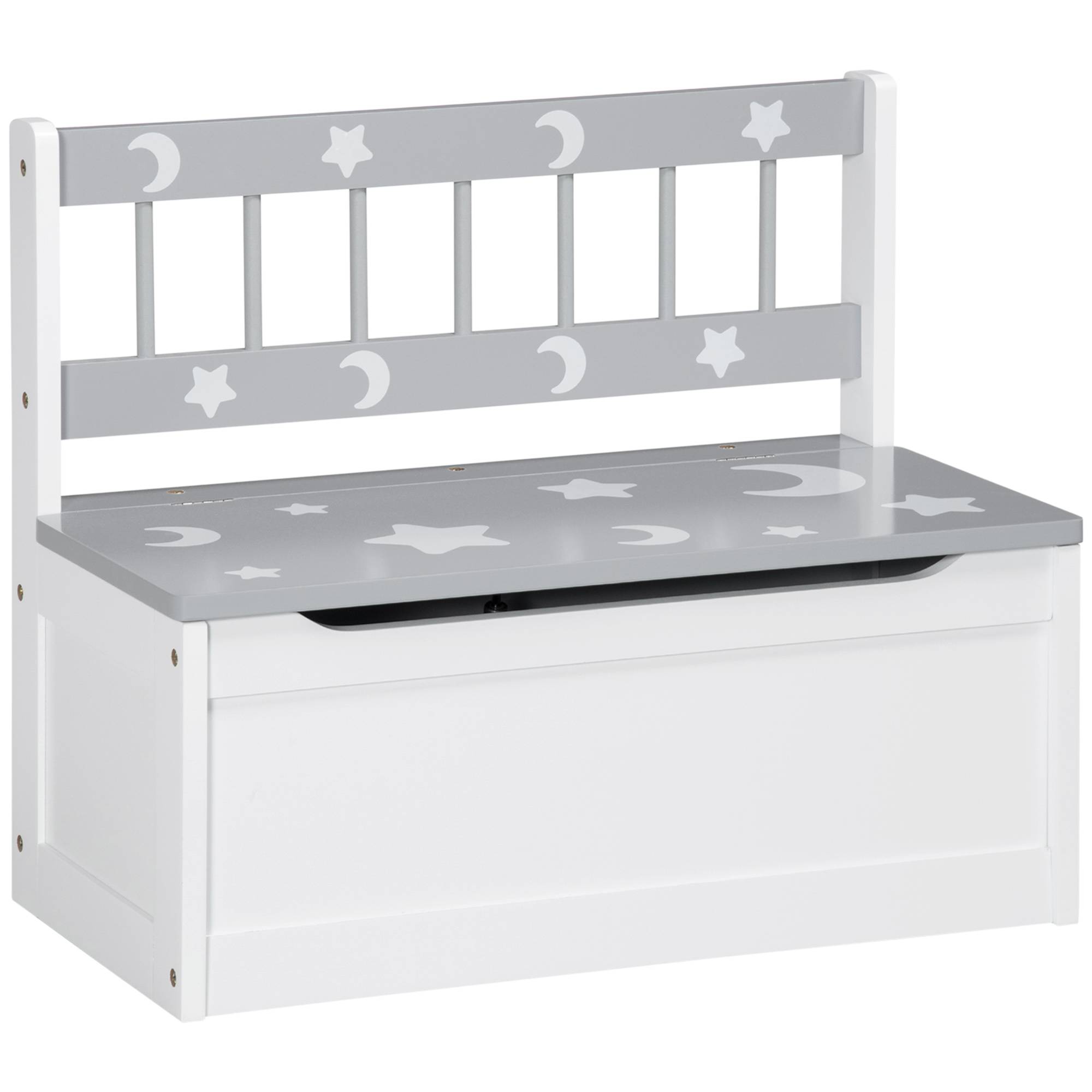 Coffre de Rangement Jouets en Bois 2 Compartiments avec Roulettes et Poignée, Étagère Mobile Enfant, 40 x 43 x 43 cm, Blanc/Naturel - Image 1