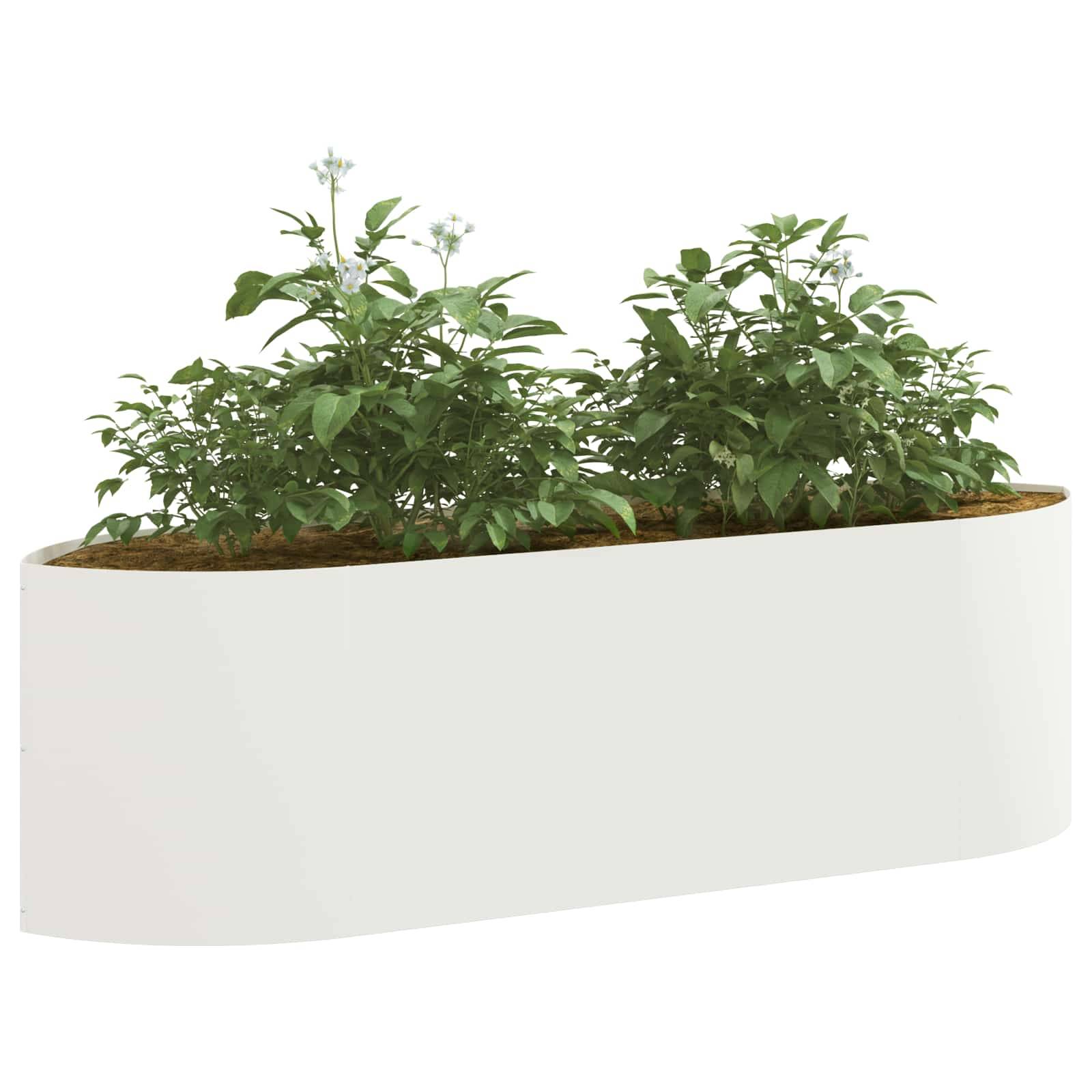 ComfortXL - Jardin surélevé acier bord bateau potager fleurs design ouvert 140x40x40cm blanc - ComfortXL Outdoor Living - Image 3