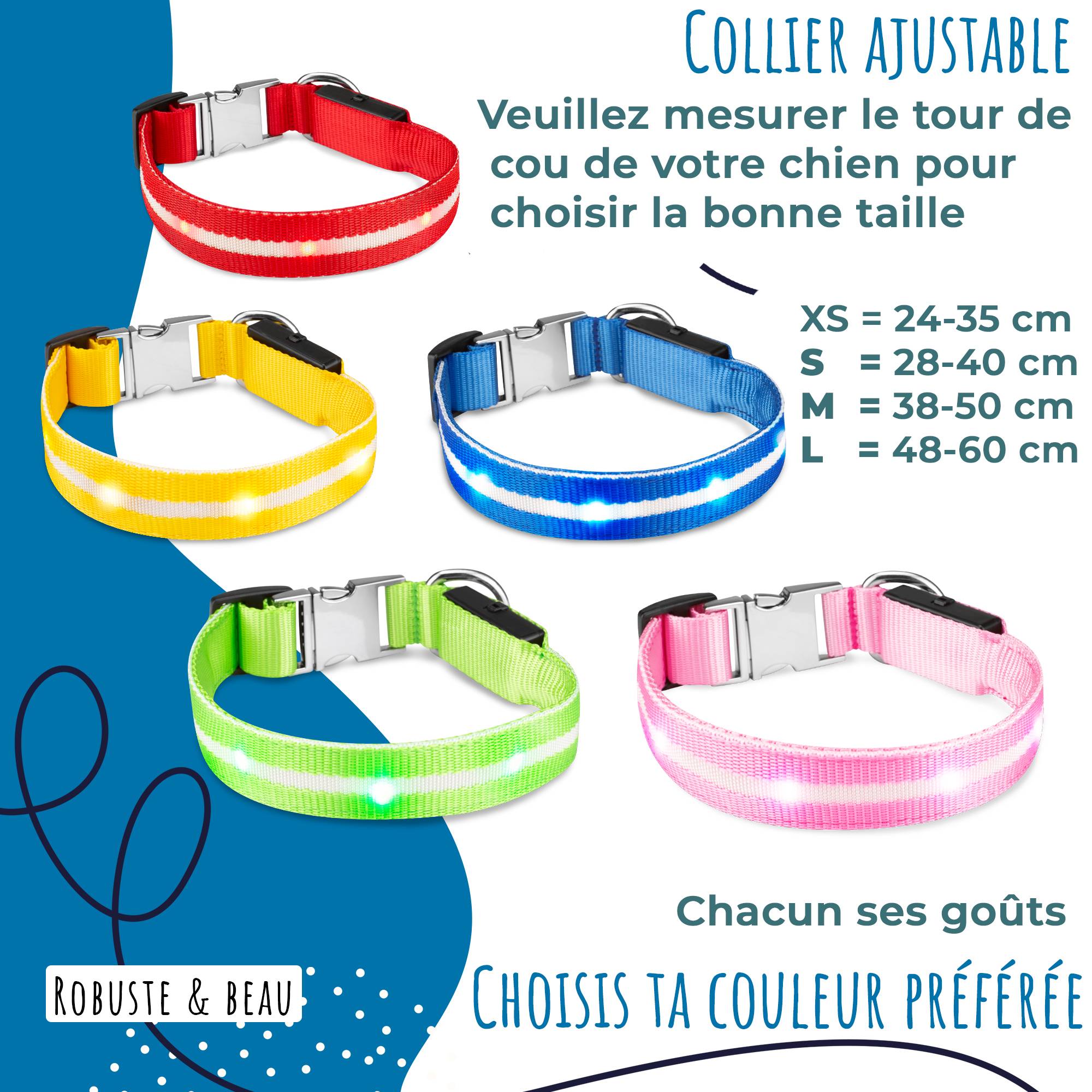 Bi International - Collier et Laisse Lumineux pour Chien - Rechargeable par USB - Haute Qualité, Stabilité & Sécurité (vert, XS) -  BI International - Image 4