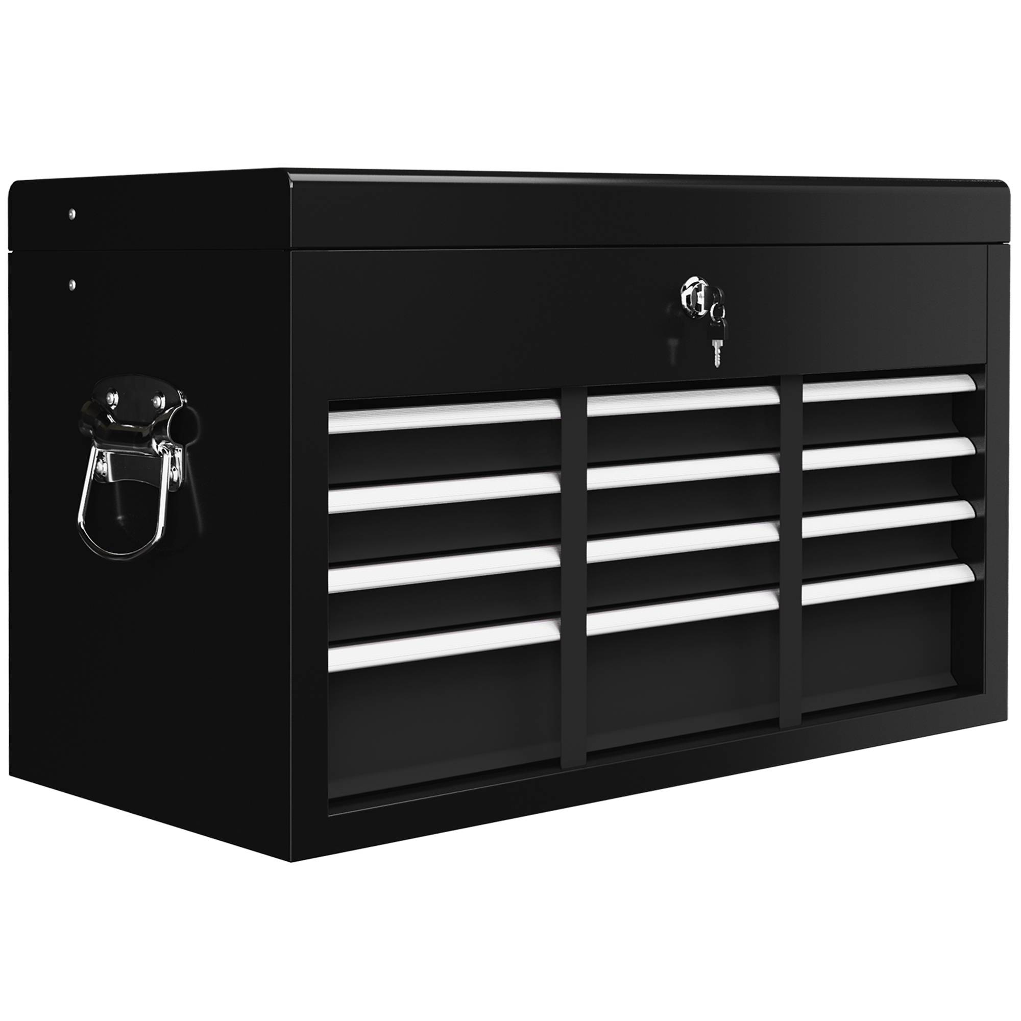 Sans Marque - Boîte à outils, verrouillable, 3 tiroirs, boîtier en acier, 60x26x34cm, noir - Image 1