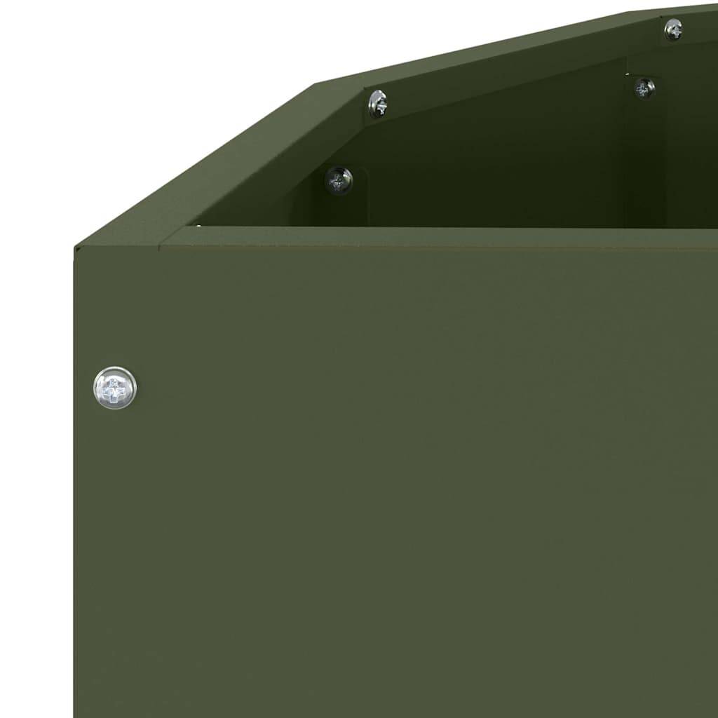 Jardinière | Pot de fleurs | Cache-pot | Bac à fleurs Vert olive 90 x 45 x 35 cm Acier - Image 9