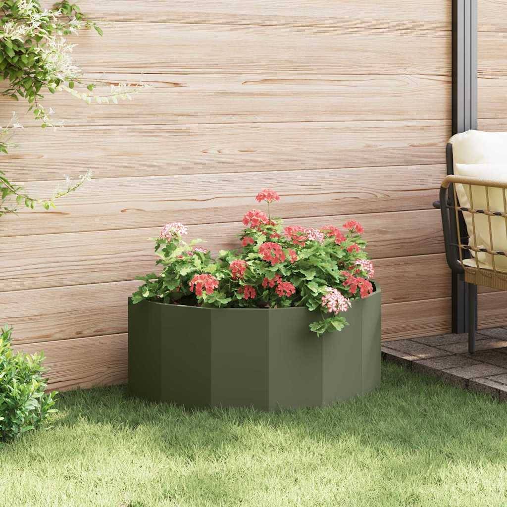 Jardinière | Pot de fleurs | Cache-pot | Bac à fleurs Vert olive 90 x 45 x 35 cm Acier - Image 4