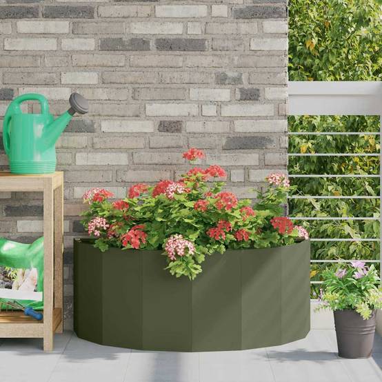 Jardinière | Pot de fleurs | Cache-pot | Bac à fleurs Vert olive 90 x 45 x 35 cm Acier - Image 2