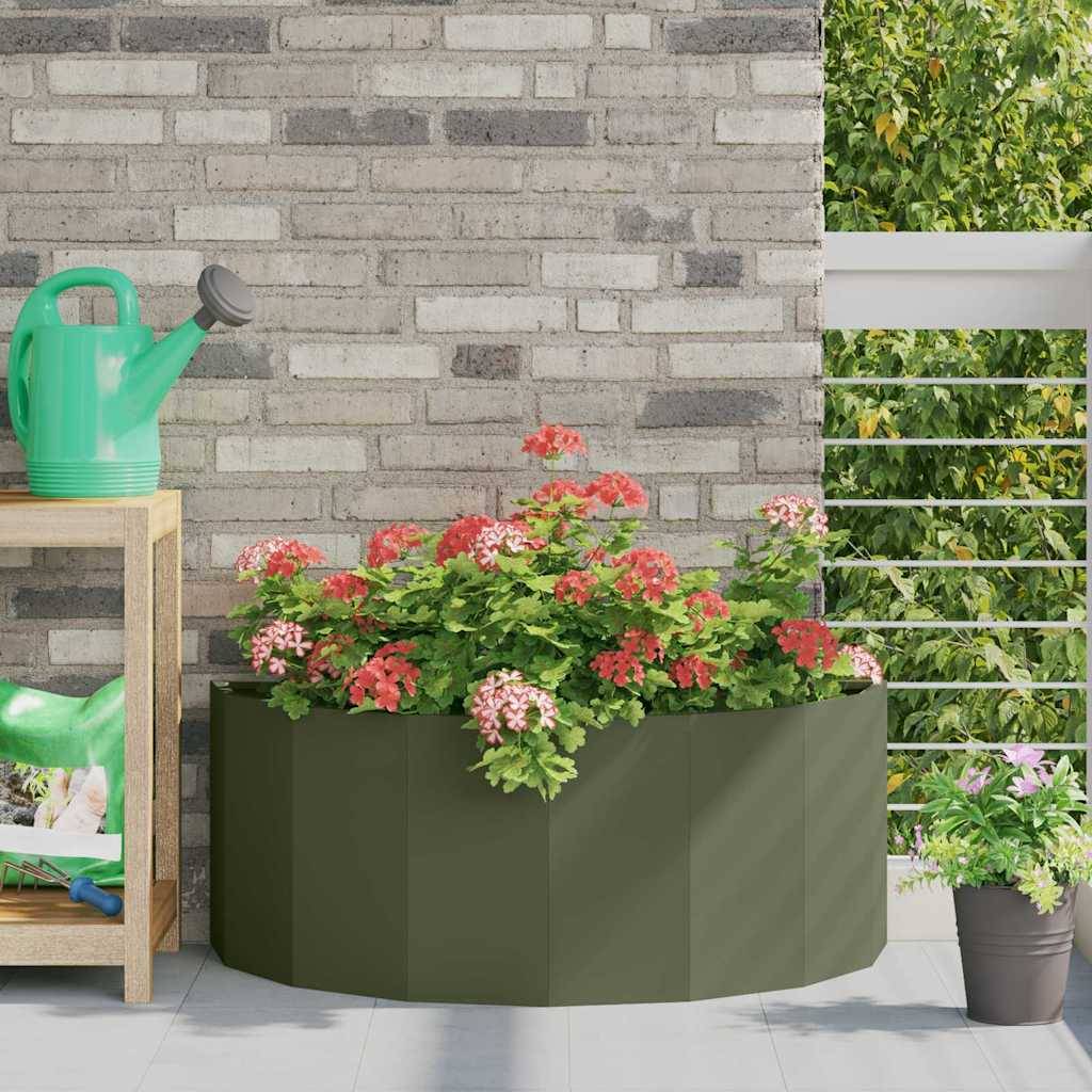 Jardinière | Pot de fleurs | Cache-pot | Bac à fleurs Vert olive 90 x 45 x 35 cm Acier - Image 2