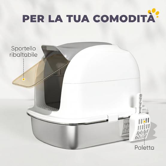 ComfortXL - Maison de toilette XL pour chat avec bac inox et coque ABS blanc 52,4 x 41,3 x 42 cm et couvercle relevable - Image 7