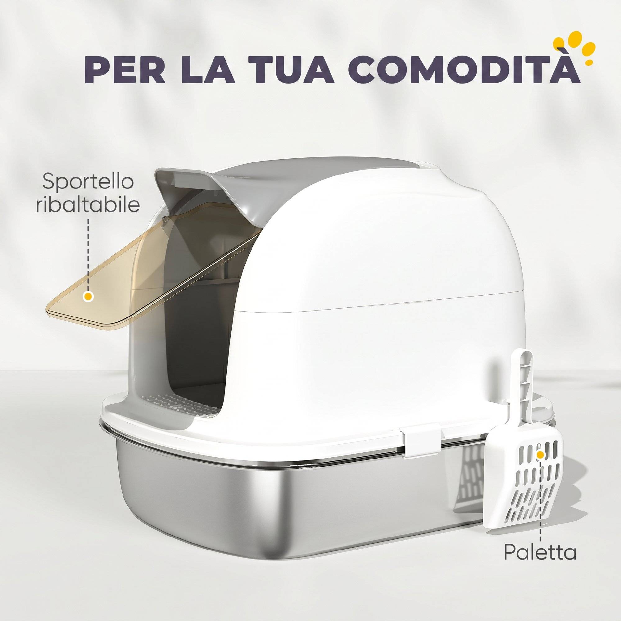 ComfortXL - Maison de toilette XL pour chat avec bac inox et coque ABS blanc 52,4 x 41,3 x 42 cm et couvercle relevable - Image 7