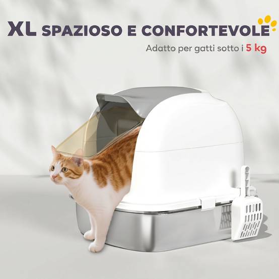ComfortXL - Maison de toilette XL pour chat avec bac inox et coque ABS blanc 52,4 x 41,3 x 42 cm et couvercle relevable - Image 6