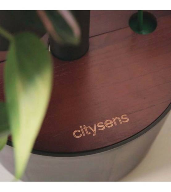 Jardinière verticale CitySens noire et bois teck avec 4 pots et arrosage automatique digital - Image 3