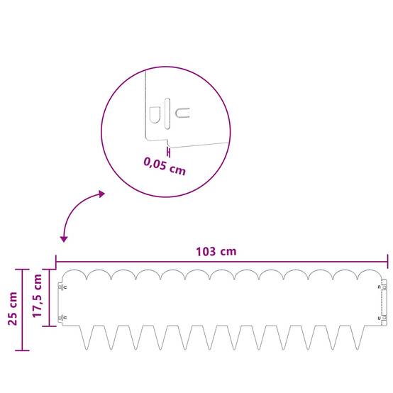 Bordure de jardin acier extérieur aménagement 10 pcs 103x25cm blanc - ComfortXL Outdoor Living - Image 9