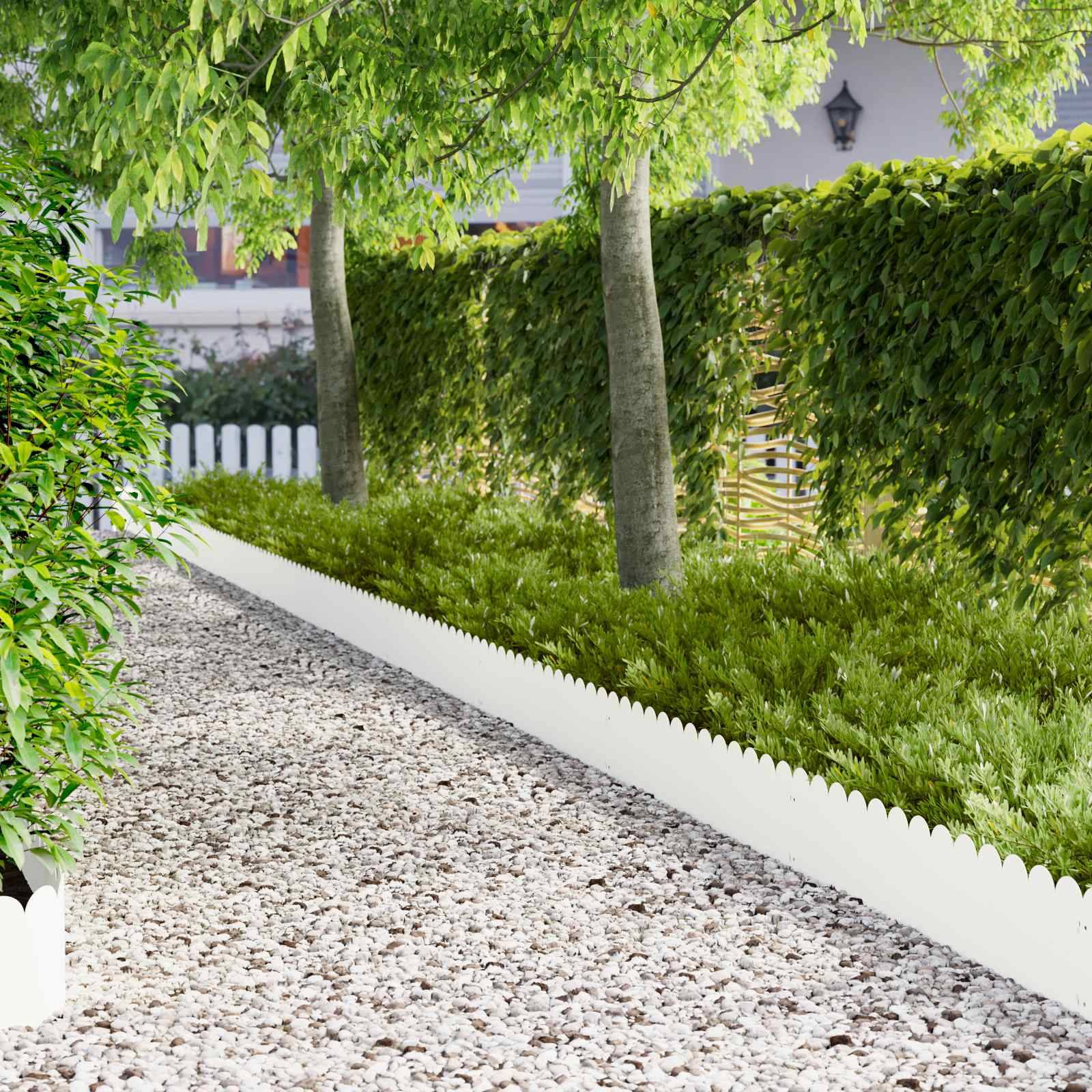 Bordure de jardin acier extérieur aménagement 10 pcs 103x25cm blanc - ComfortXL Outdoor Living - Image 1