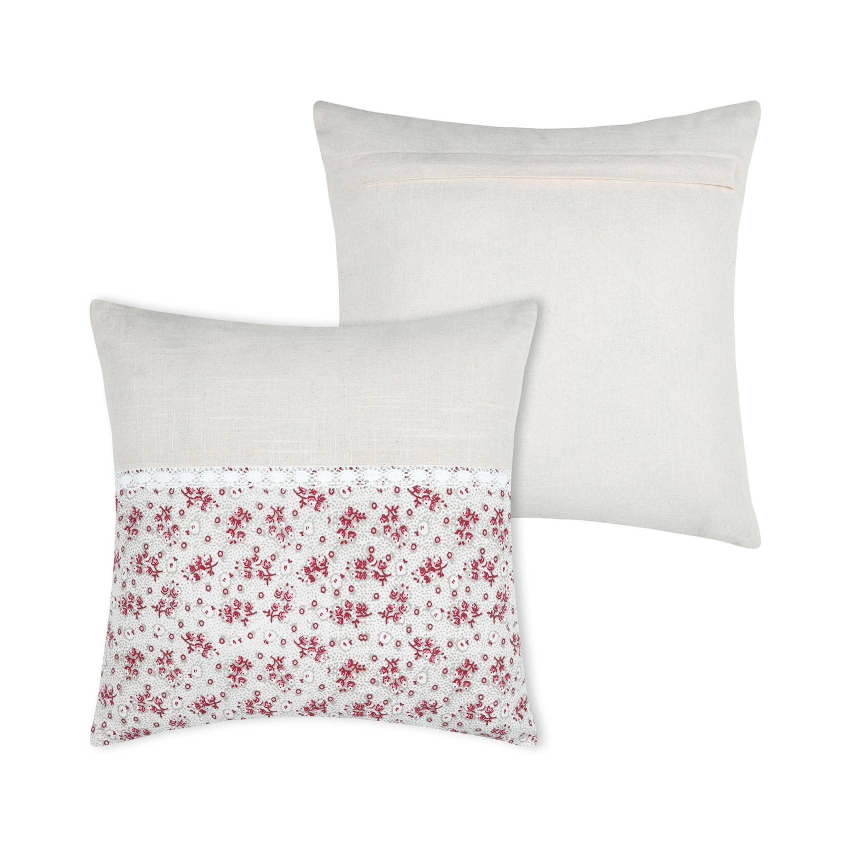 Lovely Casa - Coussin carré fleurs en coton - LOVELY CASA - Coton - Rose - Image 3