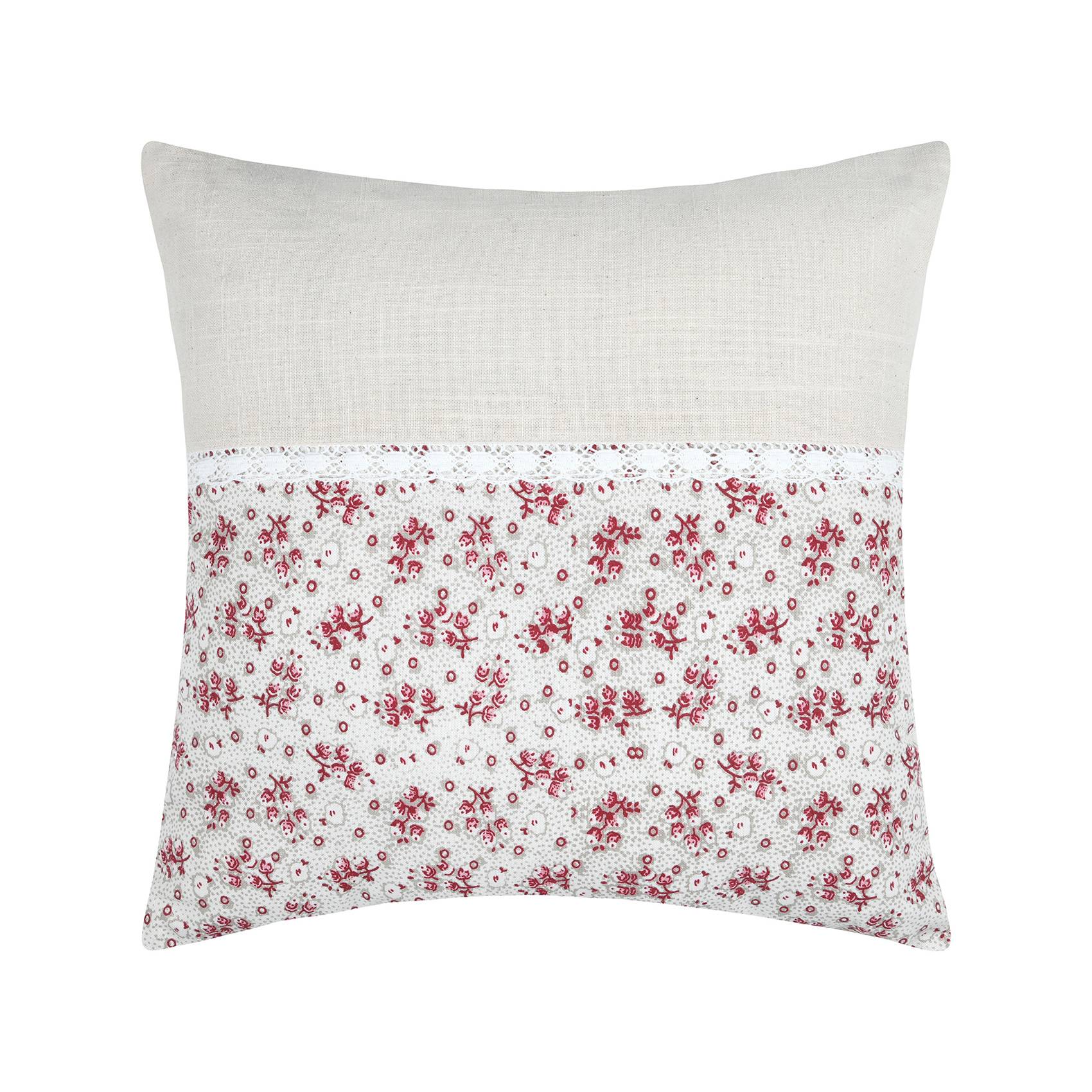 Lovely Casa - Coussin carré fleurs en coton - LOVELY CASA - Coton - Rose - Image 1