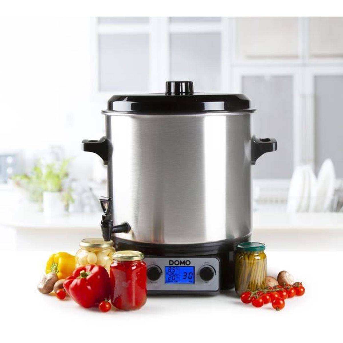Stérilisateur de bocaux électrique 27 L 2000 W avec LCD jusqu’à 100°C et minuteur 120 min - DOMO - Image 5