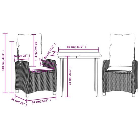ComfortXL - Salon de Jardin 2 Personnes Résine Tressée Beige, Fauteuils Inclinables et Table Carrée Verre Noir – ComfortXL Outdoor Living - Image 9