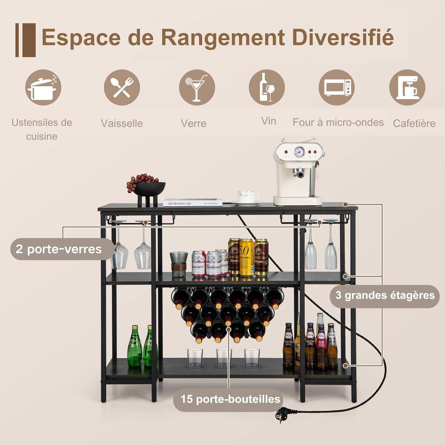 COSTWAY Casier à Vin de 12 Bouteilles, Stockage du Vin en Bambou à 2