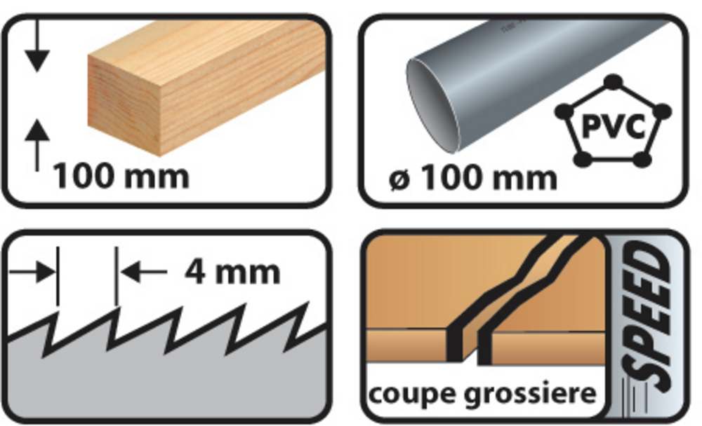 5 lames de scie sauteuse CV - Lu. 110 mm pas 4 mm - coupe grossière pour bois - LEMAN - 7007.05 - Image 6