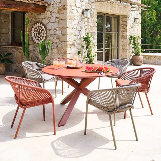Hesperide - Table de jardin 6 places Oryon D130cm acajou - Hespéride - Image 10
