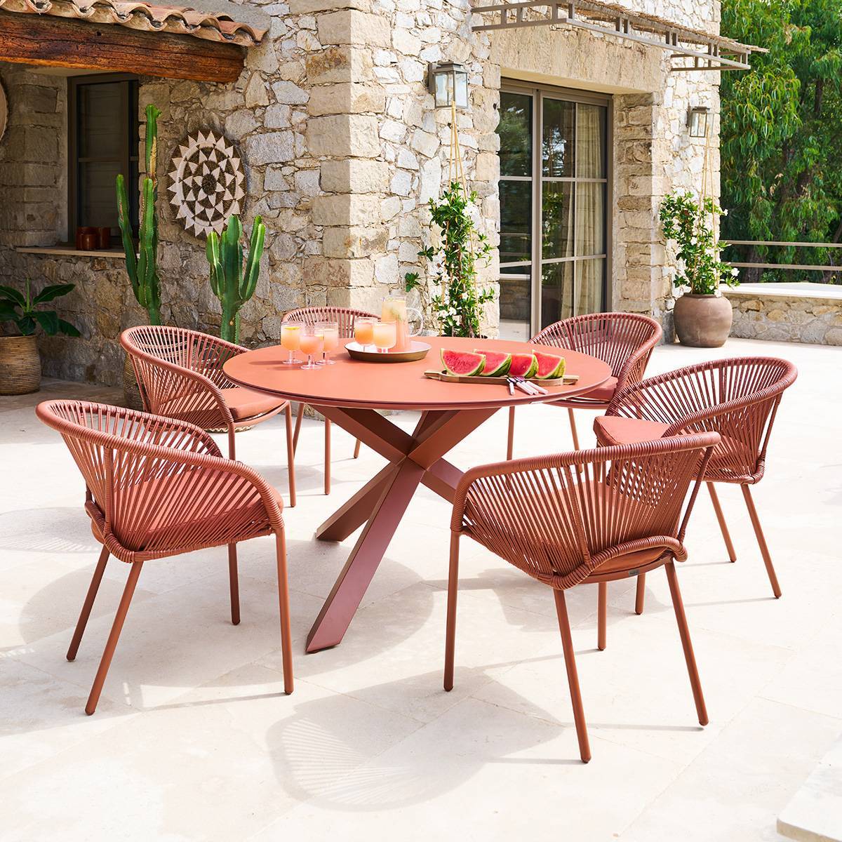 Hesperide - Table de jardin 6 places Oryon D130cm acajou - Hespéride - Image 1