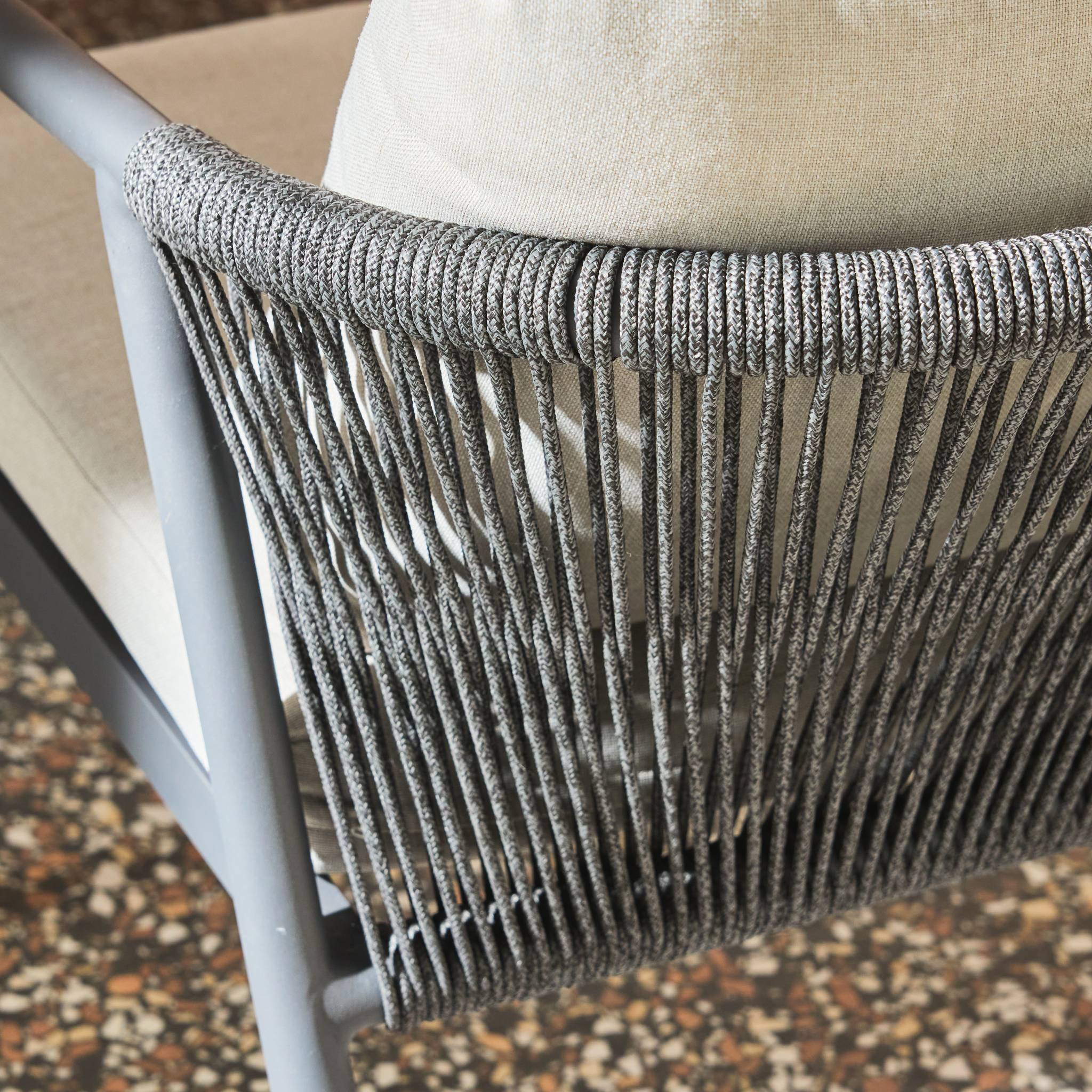 sweeek - Salon de jardin aluminium et cordes 4 places gris - Korava | sweeek - Image 7