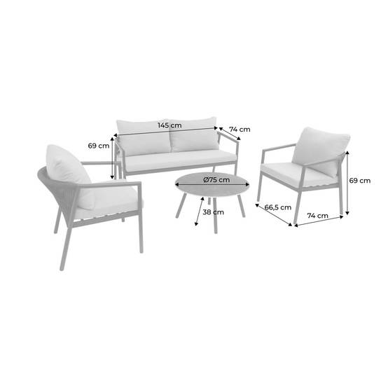 sweeek - Salon de jardin aluminium et cordes 4 places gris - Korava | sweeek - Image 5