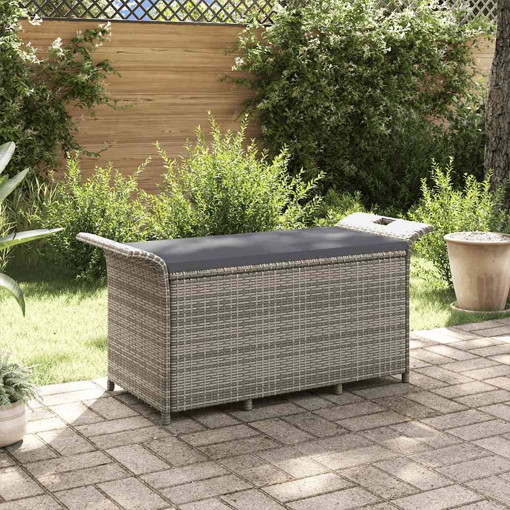 Banc Coffre Jardin Résine Tressée Rangement Pratique Terrasse Gris 116cm – ComfortXL Outdoor Living - Image 1