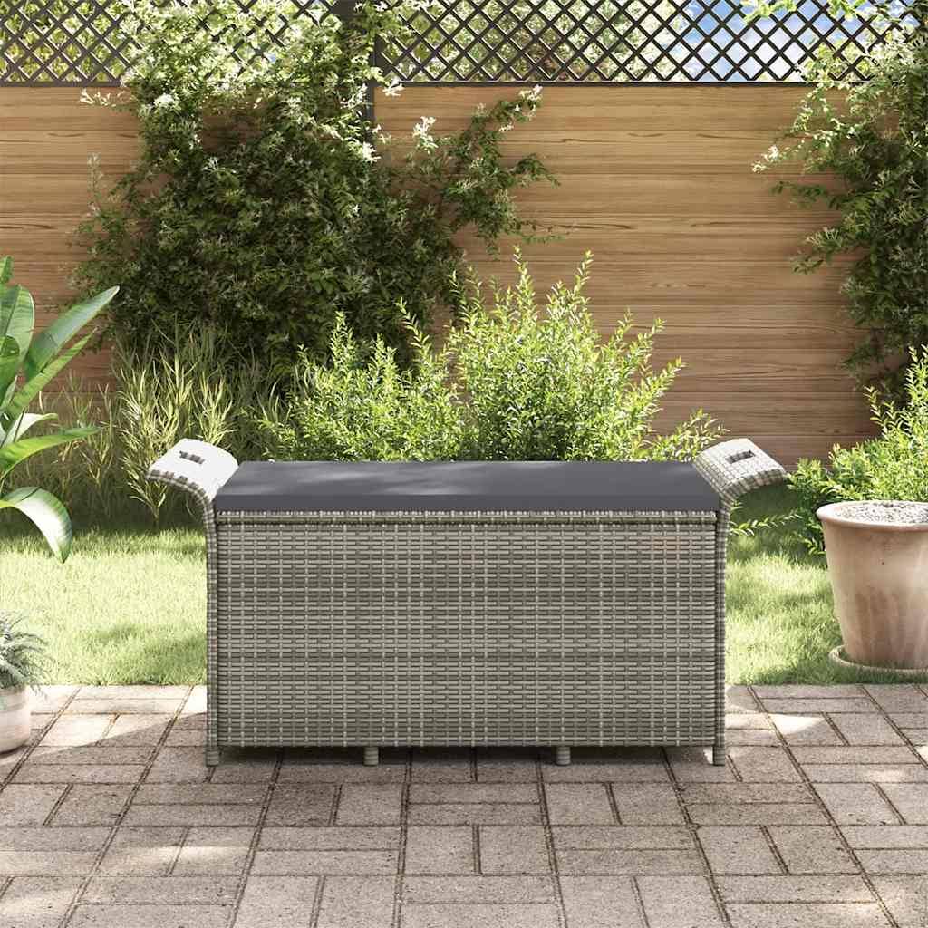 Banc Coffre Jardin Résine Tressée Rangement Pratique Terrasse Gris 116cm – ComfortXL Outdoor Living - Image 3