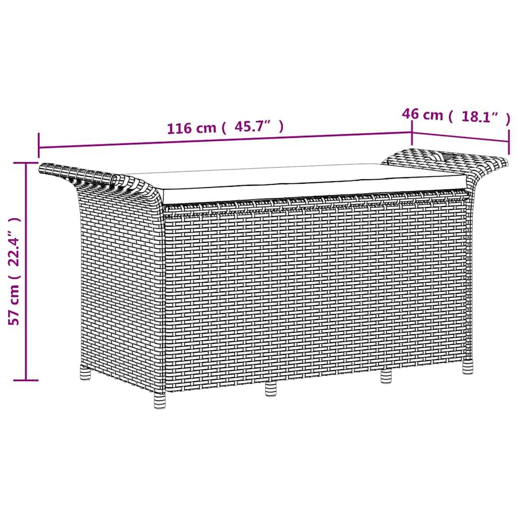 Banc Coffre Jardin Résine Tressée Rangement Pratique Terrasse Gris 116cm – ComfortXL Outdoor Living - Image 9
