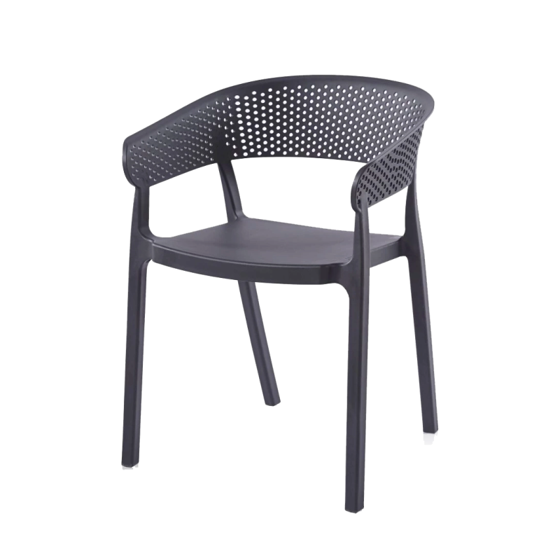 Chaise de jardin empilable PP gris anthracite Ambiance - Image 1