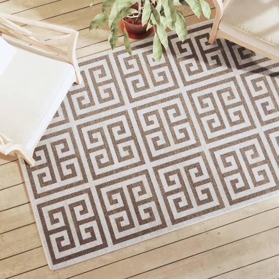 Tapis Décoratif Carré Poils Courts pour Intérieur Extérieur Antidérapant et Lavable Brun 120x180cm – ComfortXL Outdoor Living - Image 4