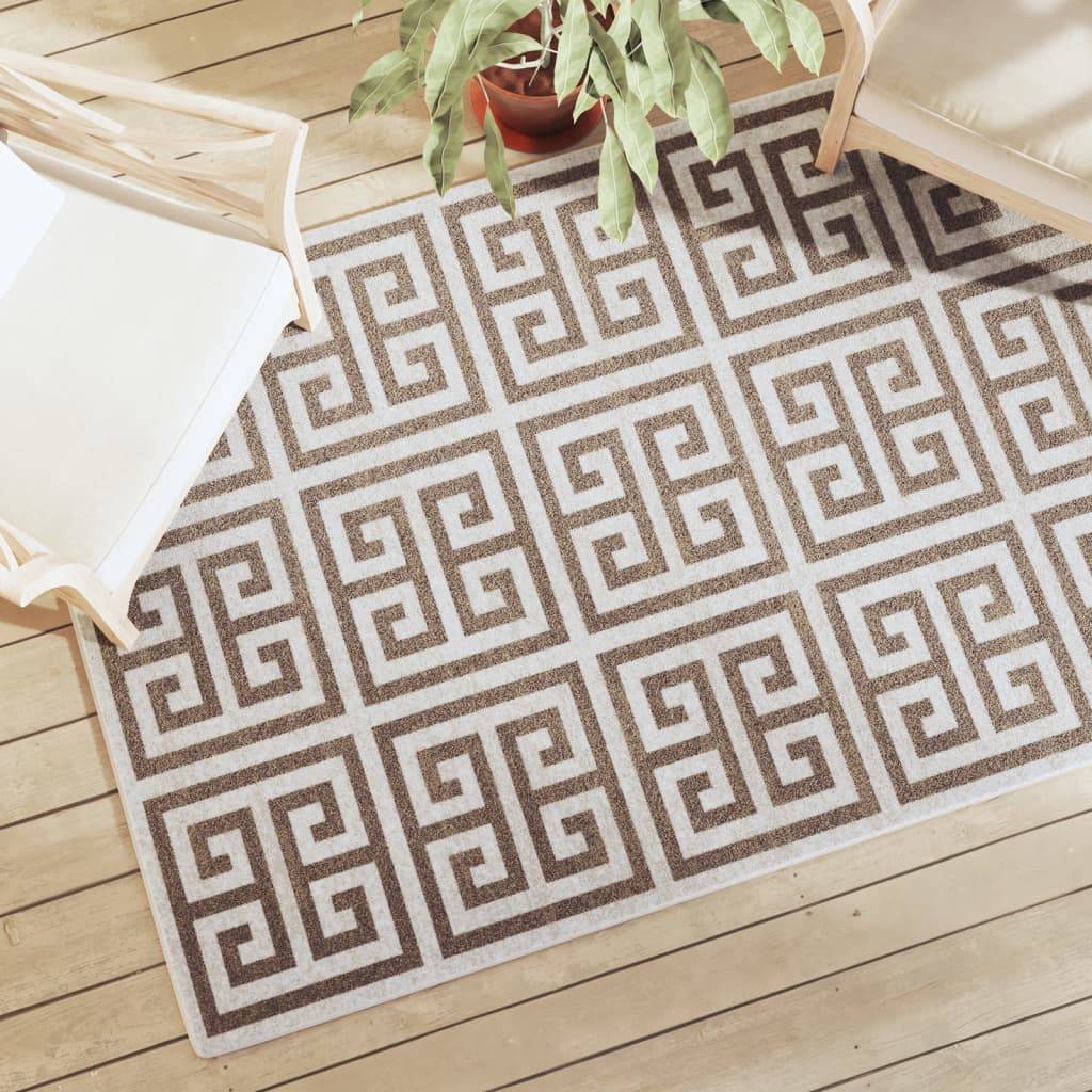 Tapis Décoratif Carré Poils Courts pour Intérieur Extérieur Antidérapant et Lavable Brun 120x180cm – ComfortXL Outdoor Living - Image 4