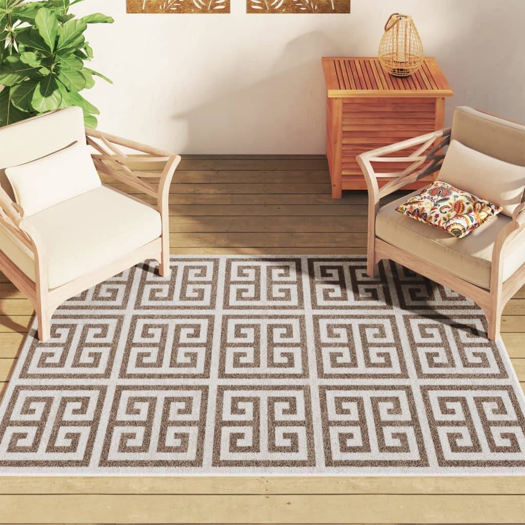 Tapis Décoratif Carré Poils Courts pour Intérieur Extérieur Antidérapant et Lavable Brun 120x180cm – ComfortXL Outdoor Living - Image 3