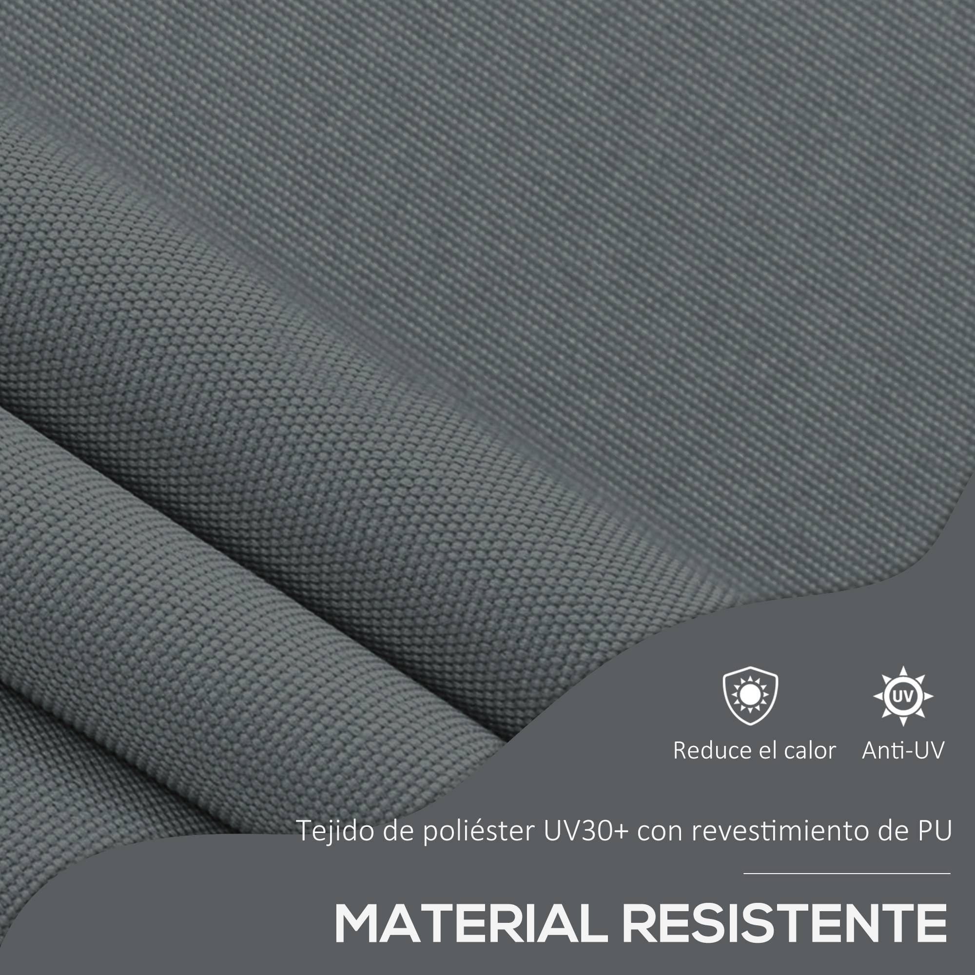 Store banne rétractable manuel à manivelle 200 x 120 x 210-300 cm, hauteur réglable, imperméable et anti-UV, gris foncé - Image 8