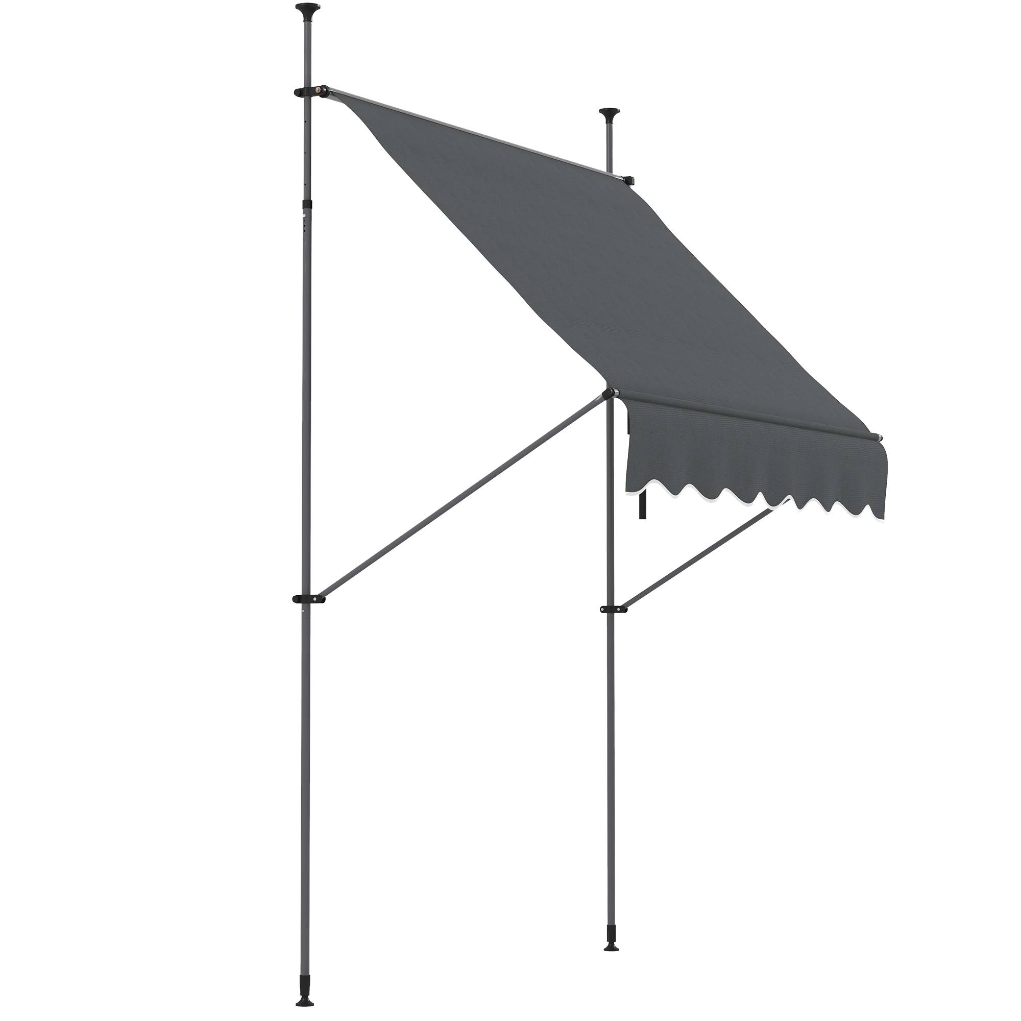 Store banne rétractable manuel à manivelle 200 x 120 x 210-300 cm, hauteur réglable, imperméable et anti-UV, gris foncé - Image 2