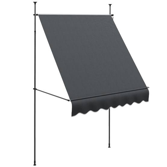 Store banne rétractable manuel à manivelle 200 x 120 x 210-300 cm, hauteur réglable, imperméable et anti-UV, gris foncé - Image 1