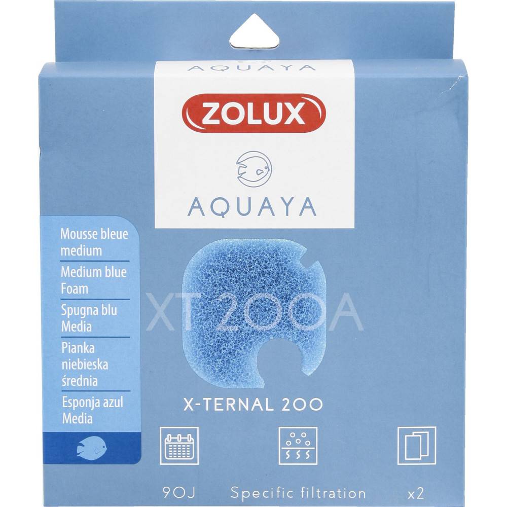 Zolux - Filtre pour pompe x-ternal 200, filtre XT 200 A mousse bleue medium x2. pour aquarium. - Image 1