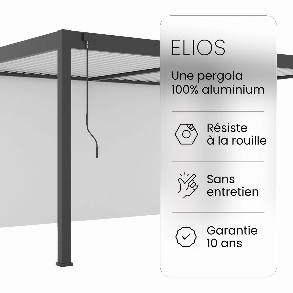 Direct Abris - Pergola Bioclimatique Aluminium Autoportée 19m² - 3,6x5,3 - blanc - Lames Orientables de 0 à 120 degrés - ELIOS 19 - Image 3