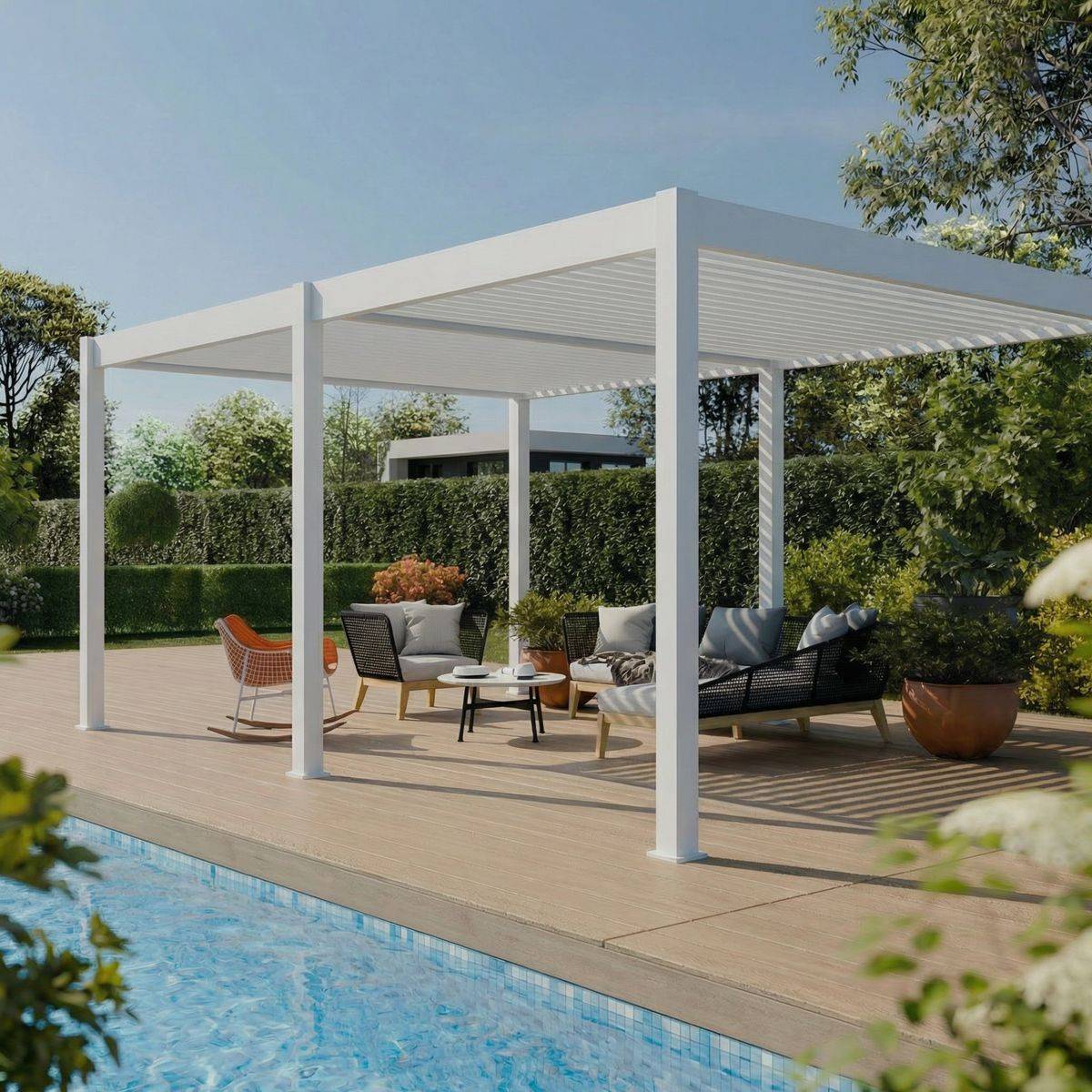 Direct Abris - Pergola Bioclimatique Aluminium Autoportée 19m² - 3,6x5,3 - blanc - Lames Orientables de 0 à 120 degrés - ELIOS 19 - Image 1