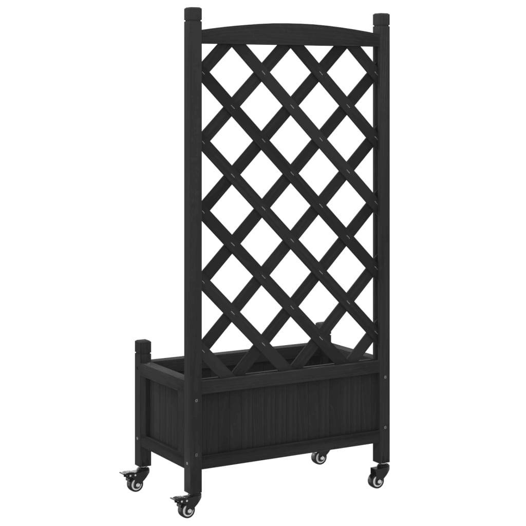 Jardinière avec treillis bois de sapin noir 55 x 29.5 x 117.5 cm - PANGIVO - Image 6
