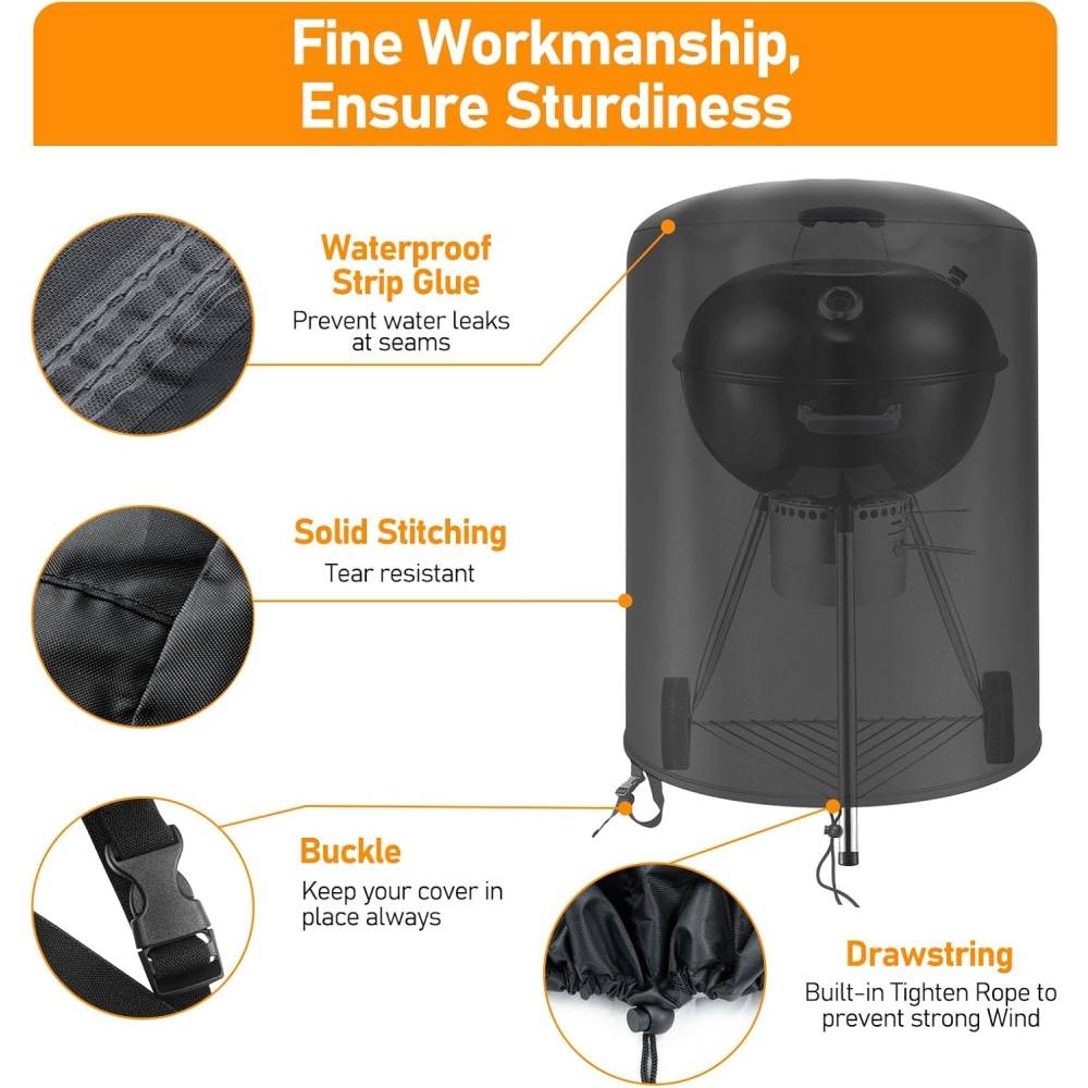 Housse de Protection Barbecue Weber 57cm Oxford 500D Imperméable et Anti-Vent - Living123 - Image 3
