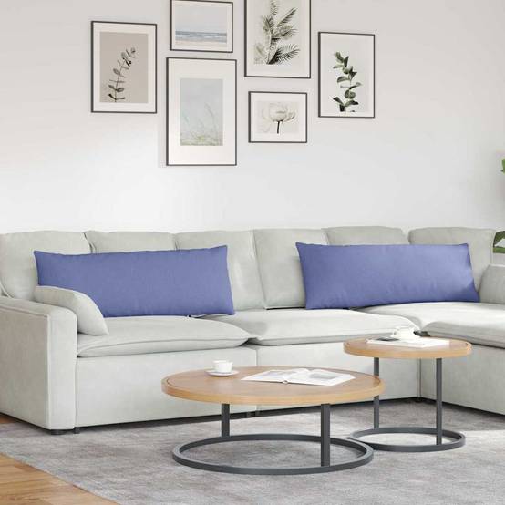 Coussins de Canapé (x2) Tissu Déhoussable Housse Lavable pour Salon Bleu 120x40 cm – ComfortXL Outdoor Living - Image 1