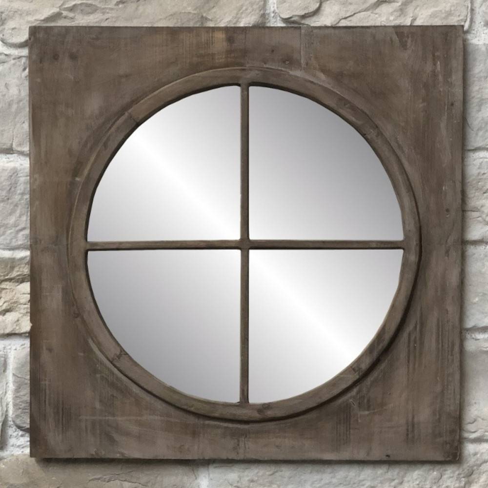 Miroir carré style fenêtre en bois marron 55 x 55 cm Chemin de campagne - Image 3