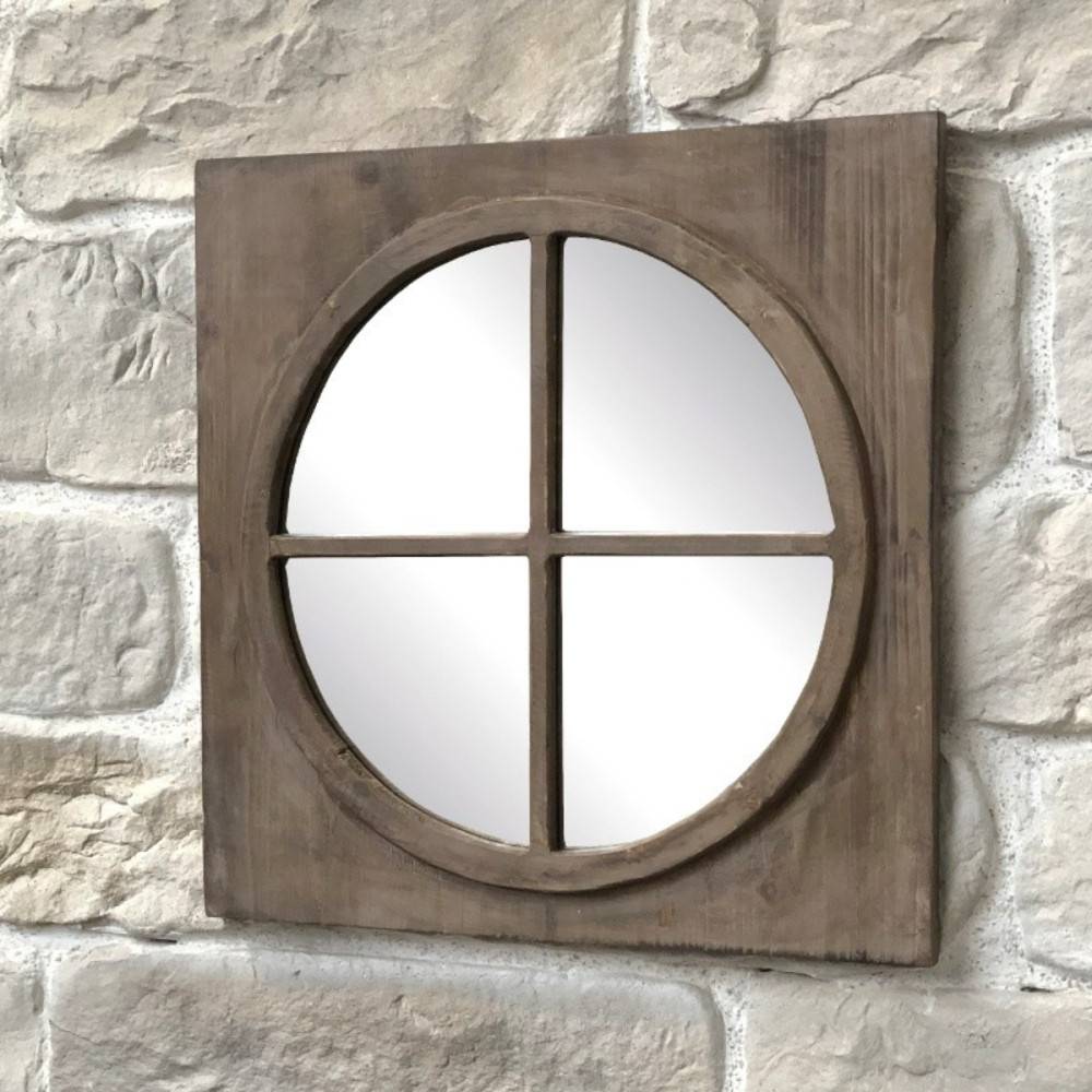 Miroir carré style fenêtre en bois marron 55 x 55 cm Chemin de campagne - Image 2