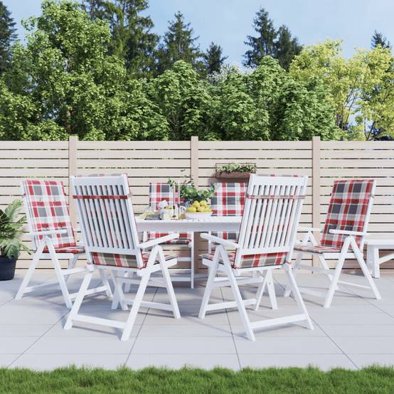 PANGIVO - Coussins de chaise de jardin polyester carreaux rouges 120 x 50 x 3 cm - PANGIVO - Image 1